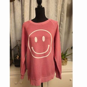 Adorable Altered State Pink Smiley Face Corduroy Sweatshirt - Cozy & Cute!